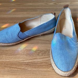 NWOT - Nine West Womens Zuha Espadrille Flat Shoes Blue Beige Slipon - s…